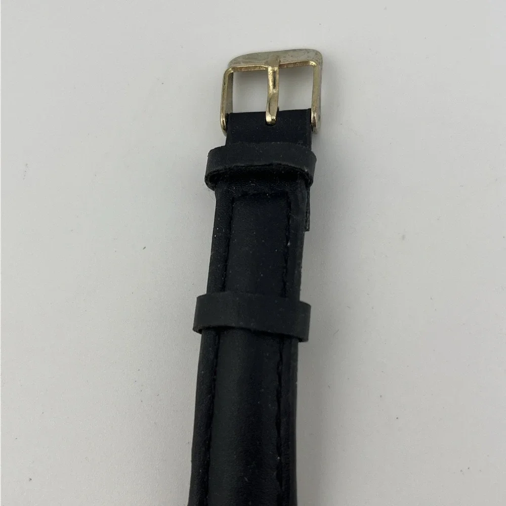 Sailor Jane Watch Women 36mm Gold Case Black Faux Leather Band- New Battery
